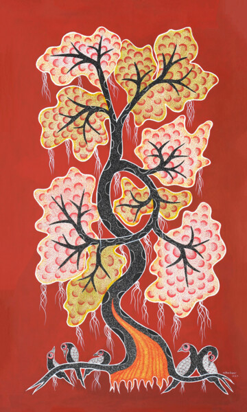 Painting titled "Gond Painting  ( Tr…" by Manoj Kumar Tekam, Original Artwork, Acrylic