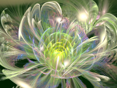 Arts numériques intitulée "White crystal flowe…" par Lyudmila Knyazeva, Œuvre d'art originale, Travail numérique 2D