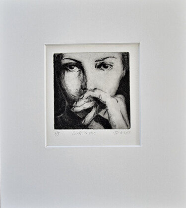 Words in vain, intaglio print 1(5) 印花与版画 标题为“Words in vain, inta…” 由Artmoods Tp, 原创艺术品, 蚀刻 安装在纸板上