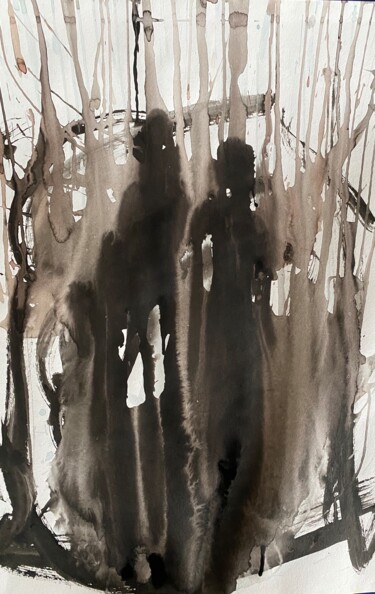 Картина под названием "girls by the river" - Sergei Kozachenko, Подлинное произведение искусства, Чернила