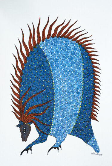 Painting titled "ANIML" by Manoj Kumar Tekam, Original Artwork, Acrylic