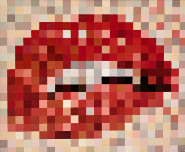Painting titled "Kiss Kiss Lips" by Chiara Roth, Original Artwork, Acrylic Mounted on Wood Stretcher frame