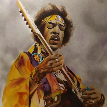 Dessin intitulée "Jimi Hendrix Experi…" par Paul Clair, Œuvre d'art originale, Pastel