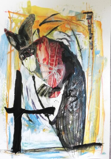 Collages intitulée "Dévo(ra)lion" par Christelle Frobert, Œuvre d'art originale, Collages