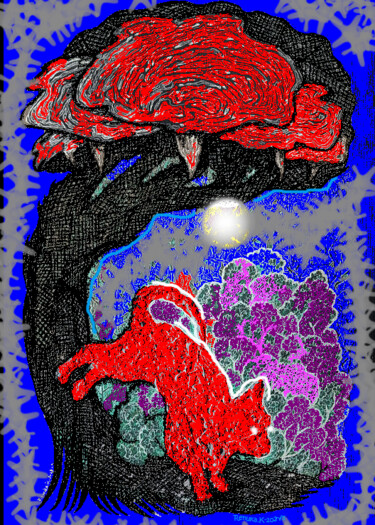 数字艺术 标题为“cat-1” 由Renuka Kesaramadu, 原创艺术品, 数字油画