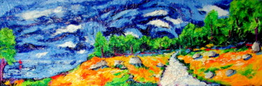 un chemin à côté du bord de mer Peinture intitulée "un chemin à côté du…" par Ludovic Catry, Œuvre d'art originale, Huile