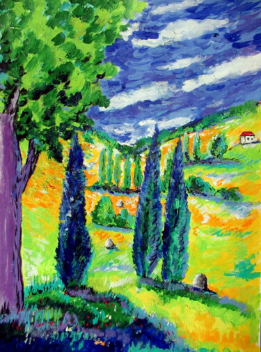 Peinture intitulée "une petite maison a…" par Ludovic Catry, Œuvre d'art originale, Acrylique