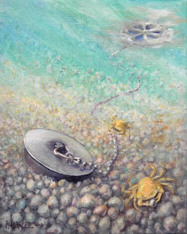 Bouchons de bouteilles Plage de Port Mélite Painting titled "Bouchons de bouteil…" by Applestrophe, Original Artwork, Acrylic