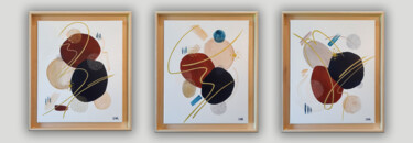 제목이 "Triptyque origines"인 미술작품 Helena Monniello로, 원작, 아크릴 나무 들것 프레임에 장착됨