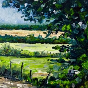 Painting titled "June 15" by Erik Rabot, Original Artwork, Oil Mounted on Cardboard