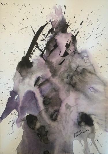 绘画 标题为“purple warrior” 由Sergei Kozachenko, 原创艺术品, 墨