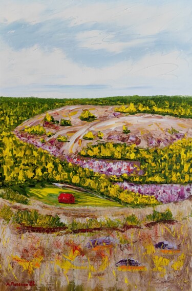 Картина под названием "Autumn in the mount…" - Aleksandr Petelin, Подлинное произведение искусства, Масло