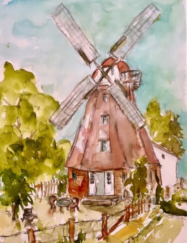 绘画 标题为“Windmühle in Ahrens…” 由Corason, 原创艺术品, 水彩