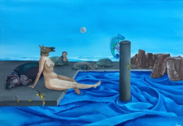 Schilderij getiteld "February 29th, 2022" door Emilija Šileikaitė, Origineel Kunstwerk, Acryl Gemonteerd op Frame voor houte…