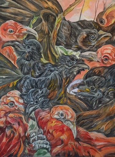 Лесной пожар. 3вариант. Painting titled "Лесной пожар. 3вари…" by Tania Timakova, Original Artwork, Acrylic