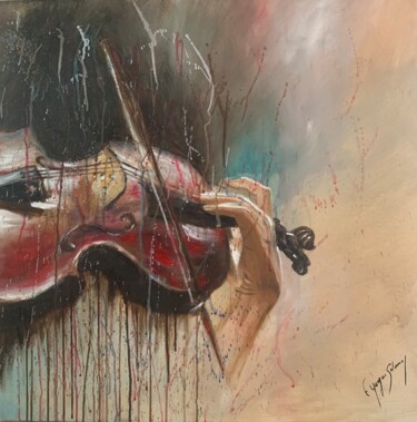 Painting titled "Sérénité" by Florence Yangui, Original Artwork, Oil