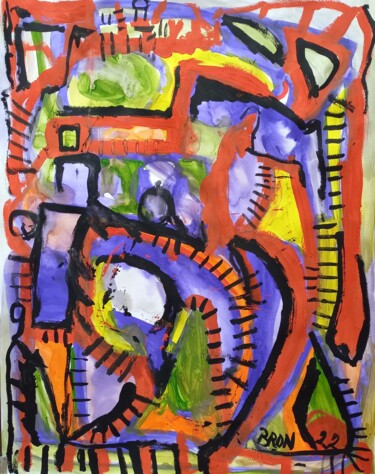 Painting titled "Carmin de juin" by Céline Bron, Original Artwork, Acrylic