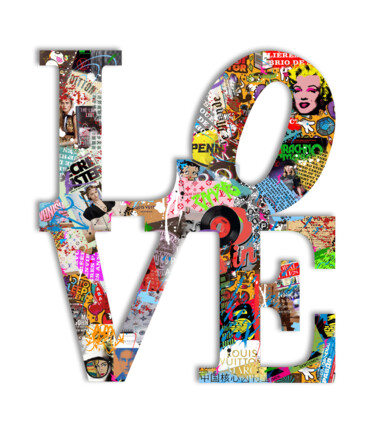 Sculpture intitulée "Love One" par Lascaz, Œuvre d'art originale, Collages