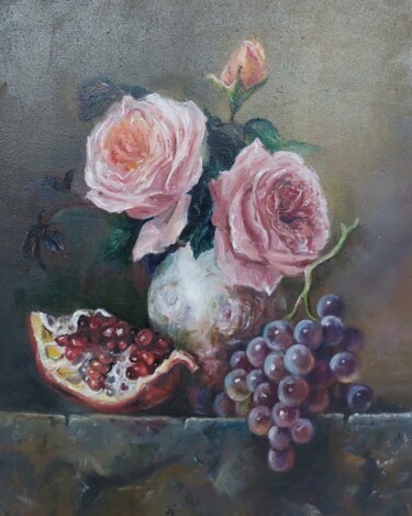 Натюрморт в стиле старых голландцев Painting titled "Натюрморт в стиле…" by Natali Didukh, Original Artwork, Oil