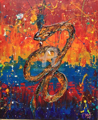 Painting titled "Printemps" by Fabien Dessoly (Symbolic Art BZH), Original Artwork, Acrylic Mounted on Wood Stretcher frame