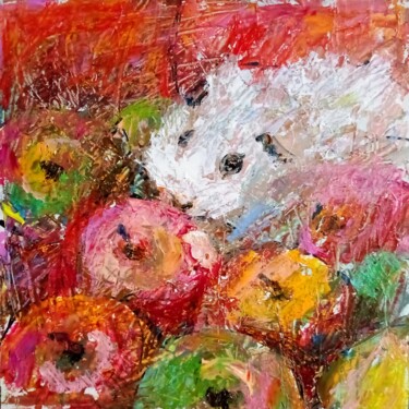 绘画 标题为“Guinea pig & apple” 由Valerie Lazareva, 原创艺术品, 油