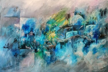 Painting titled "Deep sounds mix med…" by Dyani, Original Artwork, Acrylic Mounted on Wood Stretcher frame