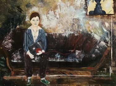 绘画 标题为“Le canapé” 由Michele Trabalon, 原创艺术品, 油 安装在木质担架架上