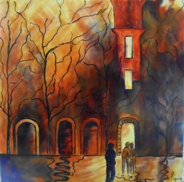 Painting titled "attirés par la lumi…" by Sylvie Pinon, Original Artwork, Acrylic Mounted on Wood Stretcher frame
