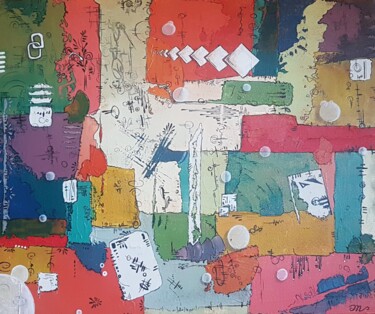 Peinture intitulée "Patchwork/Vue du ci…" par Emmanuelle Gaillard, Œuvre d'art originale, Acrylique Monté sur Châssis en bois