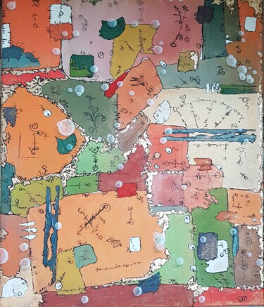 Peinture intitulée "Patchwork/Vue du ci…" par Emmanuelle Gaillard, Œuvre d'art originale, Acrylique Monté sur Châssis en bois