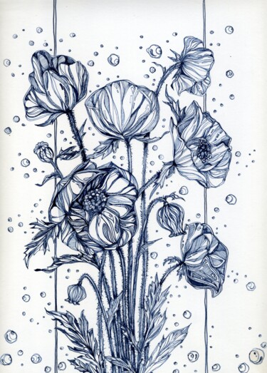 ""Poppy bouquet"" başlıklı Resim Anastasiia Moskvitina tarafından, Orijinal sanat, Mürekkep