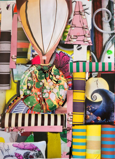 Collages titled "Tissu TB" by Muriel Cayet, Original Artwork, Collages