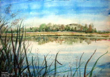 Pittura intitolato "Тиха вода" da Volodimir Kudlai, Opera d'arte originale, Acquarello