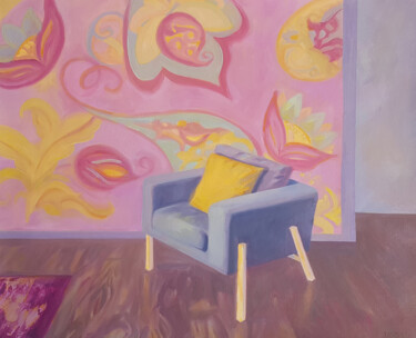Peinture intitulée "Fauteuil et motifs…" par David Benayoun, Œuvre d'art originale, Huile