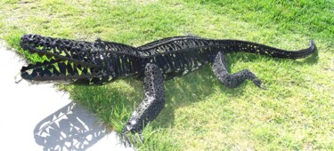 Sculptuur getiteld "Crocodile" door Omar Aoufia, Origineel Kunstwerk, Metalen