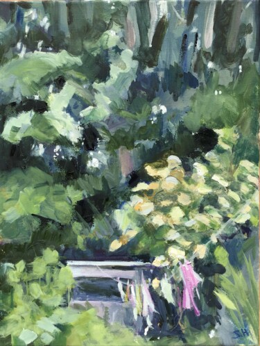 Painting titled "Drying Day" by Sandra Haney, Original Artwork, Oil Mounted on Wood Stretcher frame