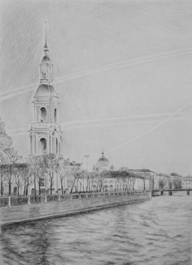 Николо-Богоявленский Морской собор Drawing titled "Николо-Богоявленски…" by Vitalii Leer, Original Artwork, Pencil