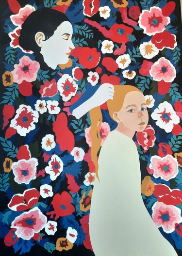 Pittura intitolato "Memory" da Polina Shibanova, Opera d'arte originale, Tempera Montato su Telaio per barella in legno