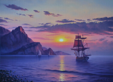 Картина под названием "Seascape oil painti…" - Serhii Stoev, Подлинное произведение искусства, Масло