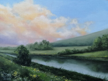 Painting titled "Morning landscape" by Mariia Sukalova, Original Artwork, Oil