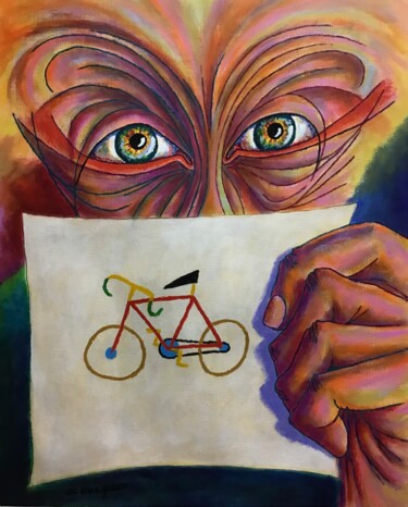 绘画 标题为“LE BEAU VÉLO DE JAV…” 由Jean-Luc Coulaud, 原创艺术品, 丙烯