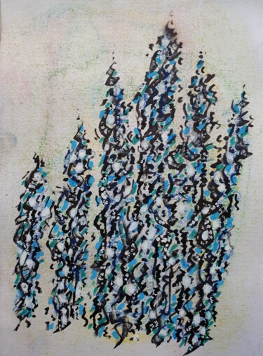 Painting titled "Troncs 4" by Alain V, Original Artwork, Ink