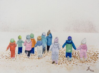 Malerei mit dem Titel "L‘ éxcursion des pe…" von Stefan Dhein, Original-Kunstwerk, Aquarell