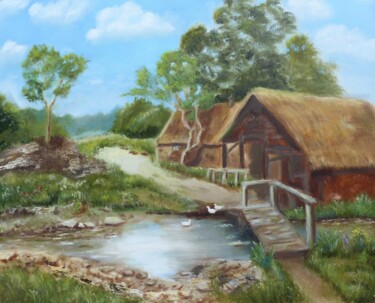 제목이 "Le petit Pont"인 미술작품 H. Oriaut로, 원작, 기름