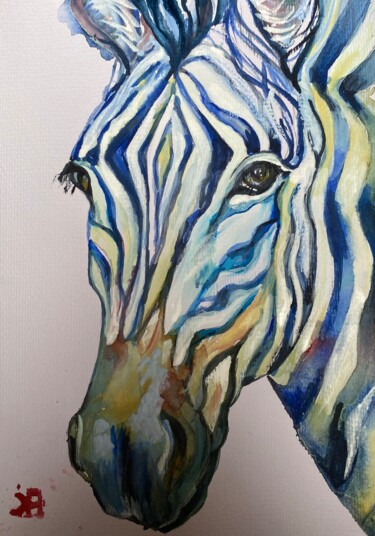 Peinture intitulée "Rainbow zebra" par Joele Ardans, Œuvre d'art originale, Aquarelle