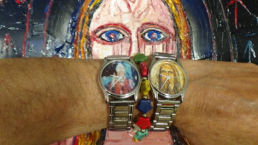 Malerei mit dem Titel "LA MONTRE CHRIST JA…" von Frederic Servian, Original-Kunstwerk, Öl