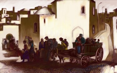 绘画 标题为“Аrrival of refugees…” 由Azeriman, 原创艺术品, 数字油画