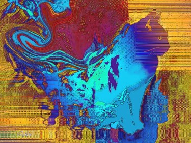 Le Chat Bleu Arts numériques intitulée "Le Chat Bleu" par Gipéhel, Œuvre d'art originale, Travail numérique 2D