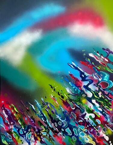 Malerei mit dem Titel "Flower Magic" von Mike Wagener, Original-Kunstwerk, Acryl