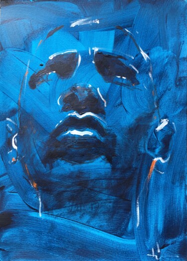绘画 标题为“L’Homme Bleu 2” 由Dominique Dève, 原创艺术品, 丙烯